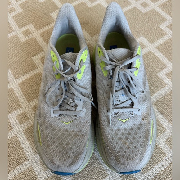 Hoka Clifton 9 Running Shoes Gray Blue Lime Men’s Size 12D - Picture 9 of 10